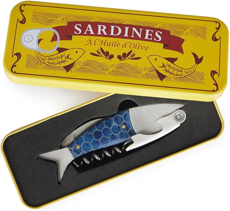 Balvi Sardines Corkscrew & Bottle Opener in a Tin Box